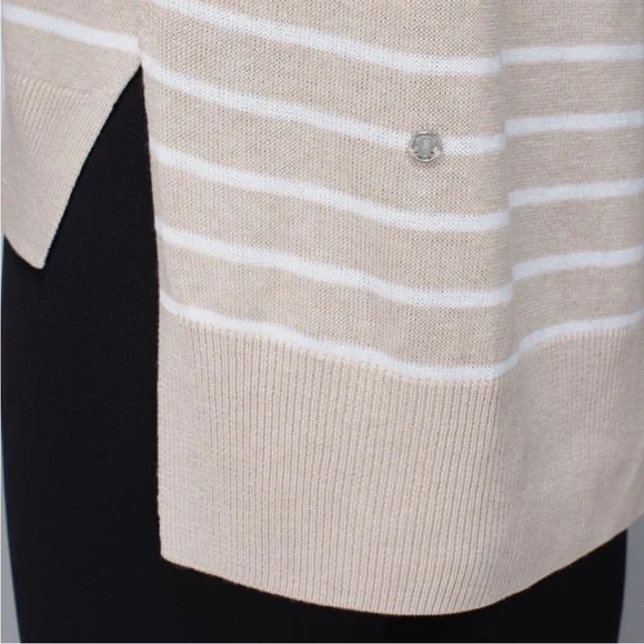 EUC Lululemon Post Savasana Striped Tan White Pullover Sweater- Size 6 - Picture 6 of 13
